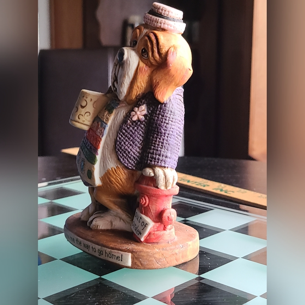 Charming Dog Figurine with Mug and Fire Hydrant - Picture 3 of 10